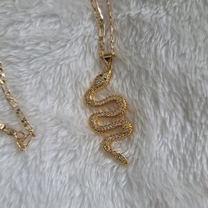 Gold Snake Pendant Necklace